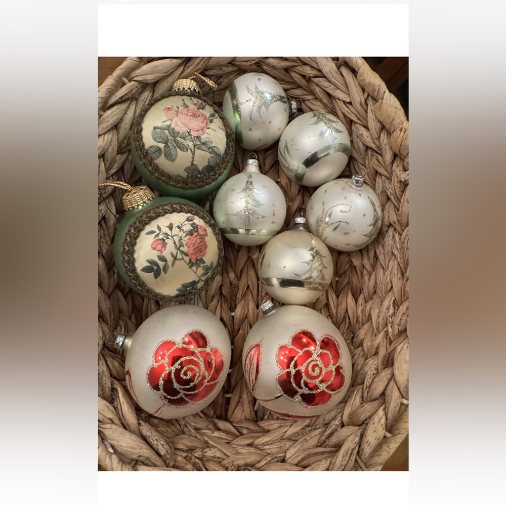 Vtg West Germany Mercury Glass Lot of  9 different Christmas Ball Ornaments